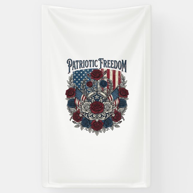 Patriotic Rose Garden Banner (Vertical)