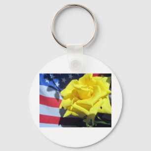 Patriotic Rose Key Ring