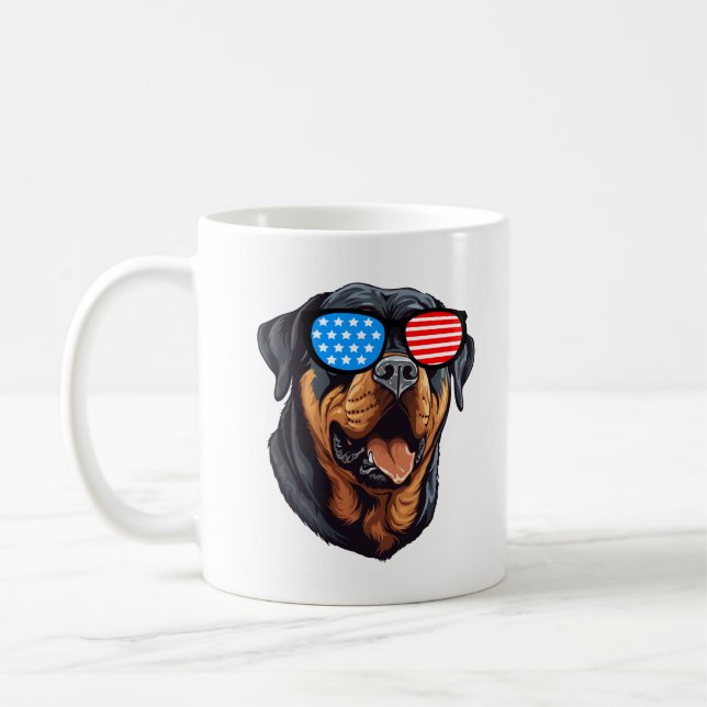 Patriotic Rottweiler Coffee Mug (Left)