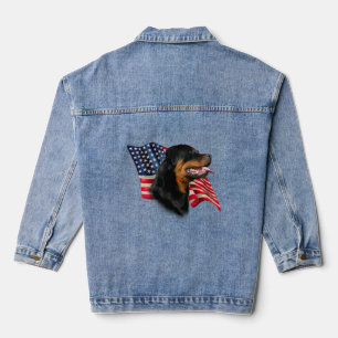 Patriotic Rottweiler Denim Jacket