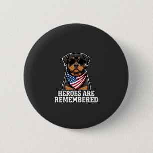Patriotic Rottweiler Hero Dog Vector Design 6 Cm Round Badge