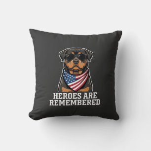 Patriotic Rottweiler Hero Dog Vector Design Cushion