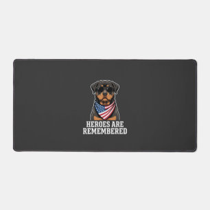 Patriotic Rottweiler Hero Dog Vector Design Desk Mat