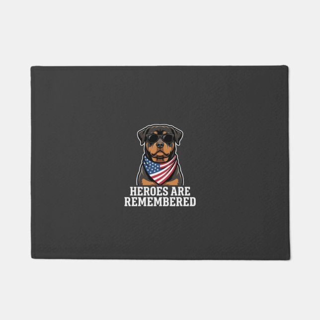 Patriotic Rottweiler Hero Dog Vector Design Doormat (Front)