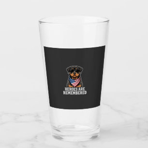 Patriotic Rottweiler Hero Dog Vector Design Glass