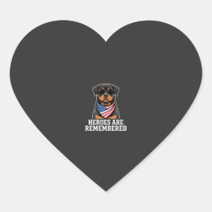 Patriotic Rottweiler Hero Dog Vector Design Heart Sticker