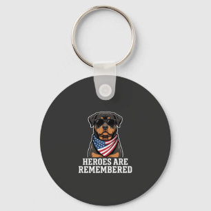 Patriotic Rottweiler Hero Dog Vector Design Key Ring