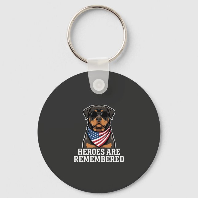 Patriotic Rottweiler Hero Dog Vector Design Key Ring (Front)
