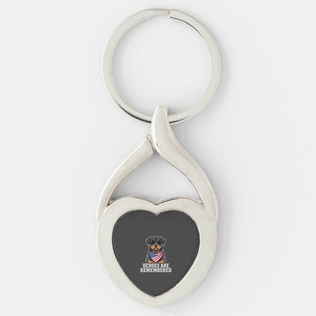Patriotic Rottweiler Hero Dog Vector Design Key Ring (Front)