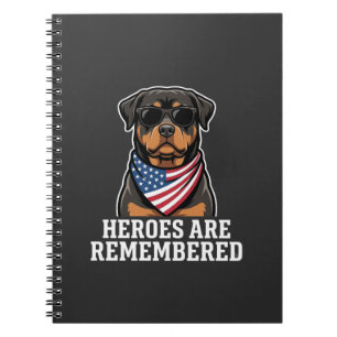 Patriotic Rottweiler Hero Dog Vector Design Notebook