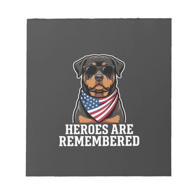 Patriotic Rottweiler Hero Dog Vector Design Notepad (Front)