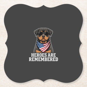Patriotic Rottweiler Hero Dog Vector Design Paper Coaster