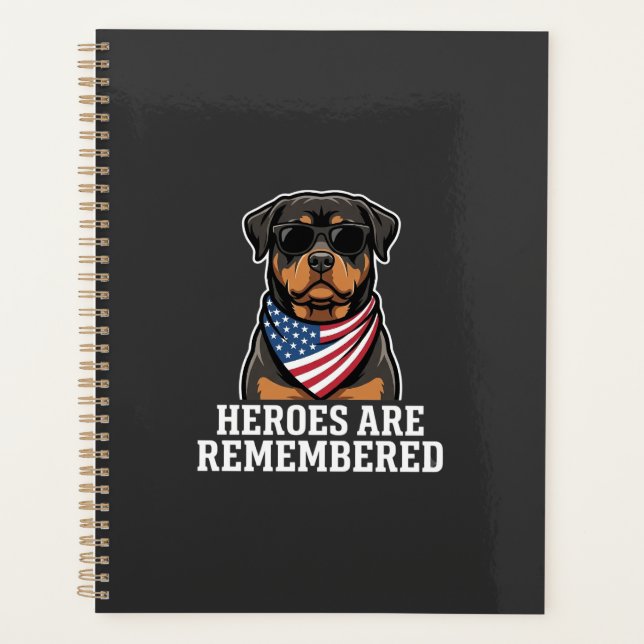 Patriotic Rottweiler Hero Dog Vector Design Planner (Front)