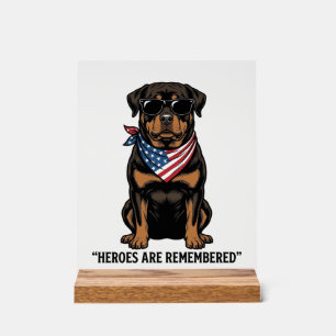 Patriotic Rottweiler Hero Dog Vintage Design_1 Acrylic Sign