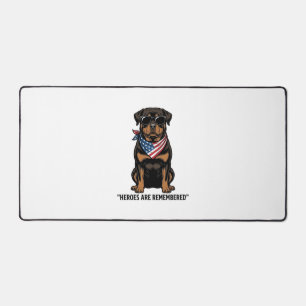Patriotic Rottweiler Hero Dog Vintage Design_1 Desk Mat
