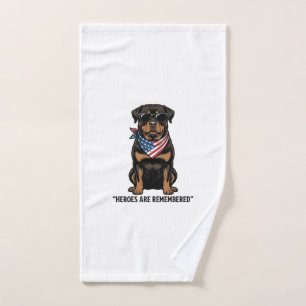 Patriotic Rottweiler Hero Dog Vintage Design_1 Hand Towel