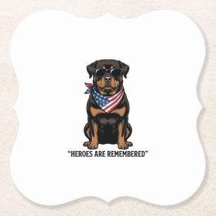 Patriotic Rottweiler Hero Dog Vintage Design_1 Paper Coaster
