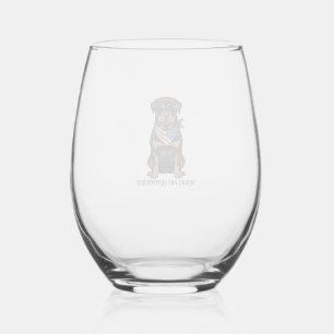 Patriotic Rottweiler Hero Dog Vintage Design_1 Stemless Wine Glass
