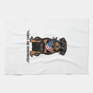 Patriotic Rottweiler Hero Dog Vintage Design_1 Tea Towel