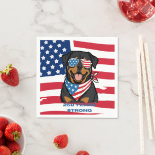 Patriotic Rottweiler  Napkin
