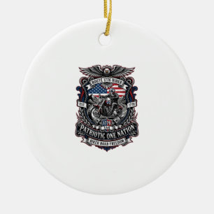 Patriotic Route 1776 Rider Biker Road Freedom Patr Ceramic Tree Decoration
