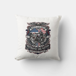 Patriotic Route 1776 Rider Biker Road Freedom Patr Cushion