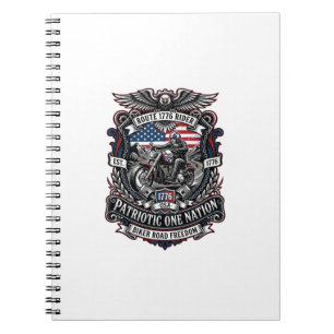 Patriotic Route 1776 Rider Biker Road Freedom Patr Notebook
