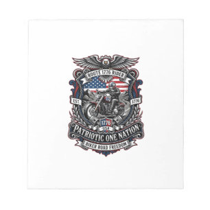 Patriotic Route 1776 Rider Biker Road Freedom Patr Notepad