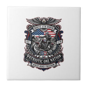 Patriotic Route 1776 Rider Biker Road Freedom Patr Tile