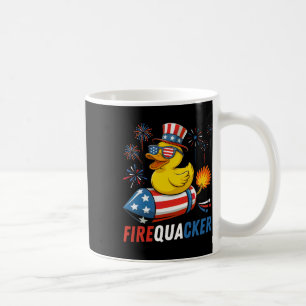 Patriotic Rubber Duck Firequacker Usa Flag Funny 4 Coffee Mug
