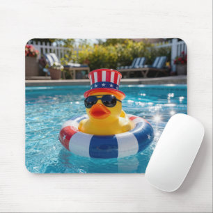 Patriotic Rubber Duck in a Pool Mouse Mat