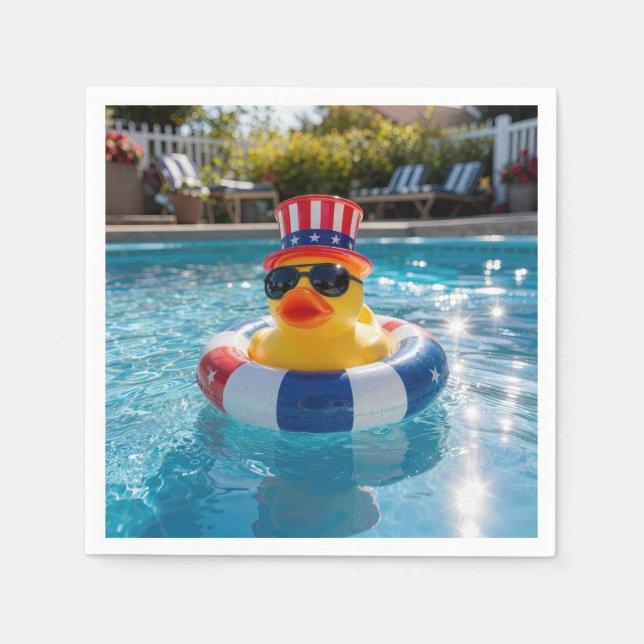 Patriotic Rubber Duck in Swimming Pool Napkin (Front)