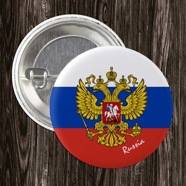 Patriotic Russia button, Emblem, Russian Flag 3 Cm Round Badge (Creator Uploaded)