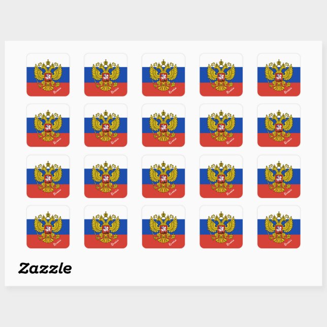 Patriotic Russia & Russian flag, holiday / sports Square Sticker (Sheet)