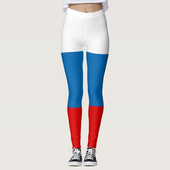 Patriotic Russian Pan Slavic flag Leggings (Front)
