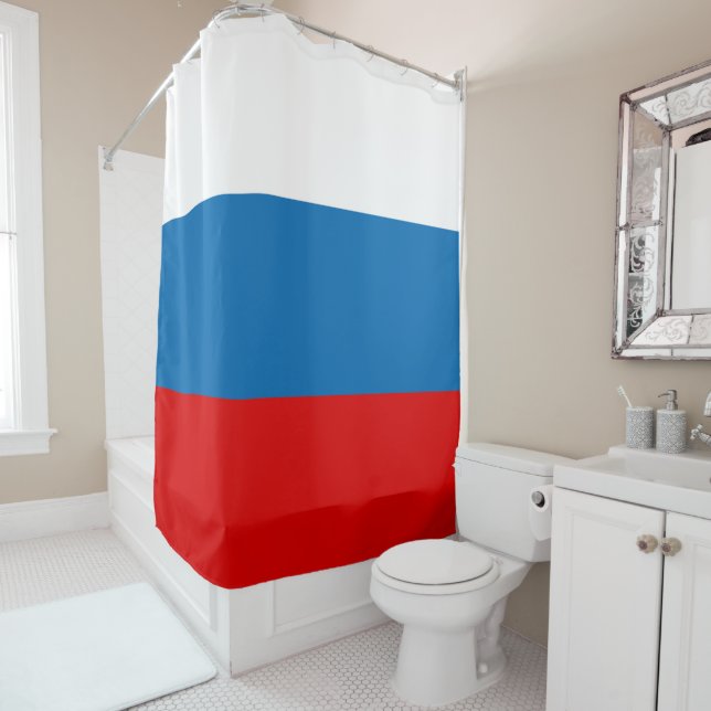 Patriotic Russian Pan Slavic flag Shower Curtain (In Situ)