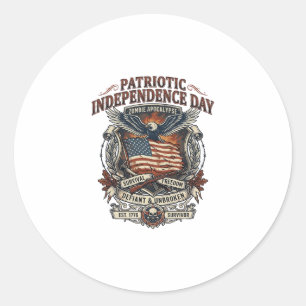 Patriotic Rust Flag Survivor Zombie Apocalypse Fre Classic Round Sticker