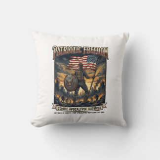 Patriotic Rust Flag Survivor Zombie Apocalypse Fre Cushion