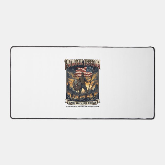 Patriotic Rust Flag Survivor Zombie Apocalypse Fre Desk Mat (Front)