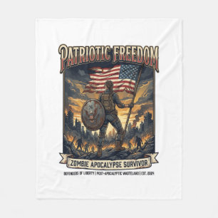 Patriotic Rust Flag Survivor Zombie Apocalypse Fre Fleece Blanket