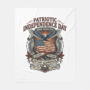 Patriotic Rust Flag Survivor Zombie Apocalypse Fre Fleece Blanket