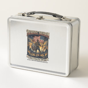 Patriotic Rust Flag Survivor Zombie Apocalypse Fre Metal Lunch Box