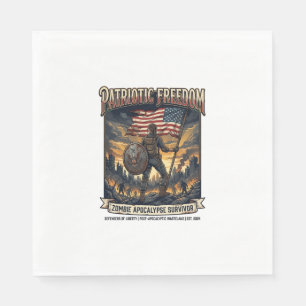 Patriotic Rust Flag Survivor Zombie Apocalypse Fre Napkin