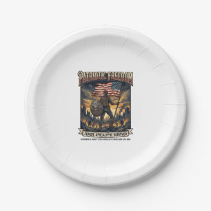 Patriotic Rust Flag Survivor Zombie Apocalypse Fre Paper Plate