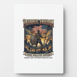 Patriotic Rust Flag Survivor Zombie Apocalypse Fre Plaque