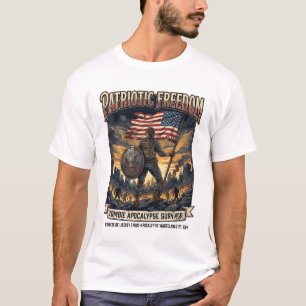 Patriotic Rust Flag Survivor Zombie Apocalypse Fre T-Shirt