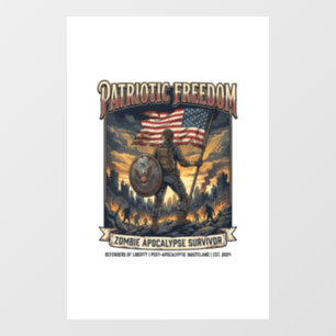 Patriotic Rust Flag Survivor Zombie Apocalypse Fre Window Cling