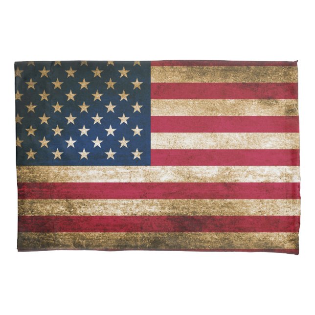 Patriotic Rustic American Flag Pillowcase (Front)