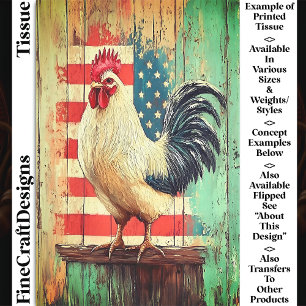 Patriotic Rustic Farmhouse Rooster DB8LF Decoupage Tissue Paper