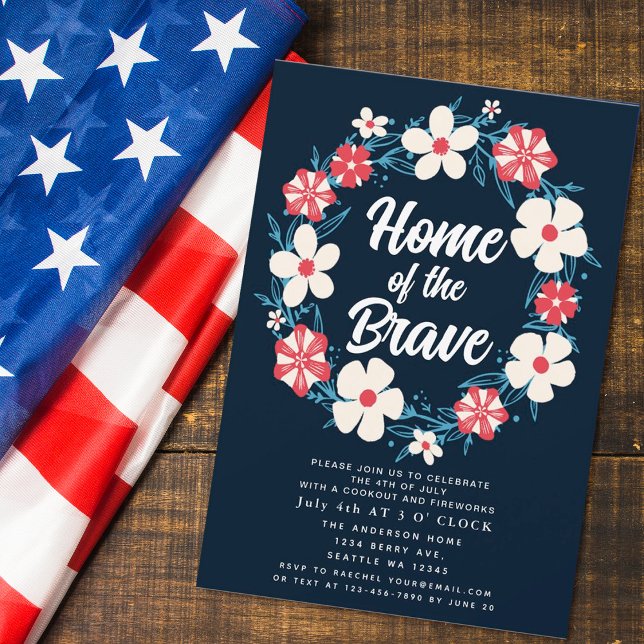 Patriotic Rustic Floral 4th of July Cookout  Invitation (Creator Uploaded)